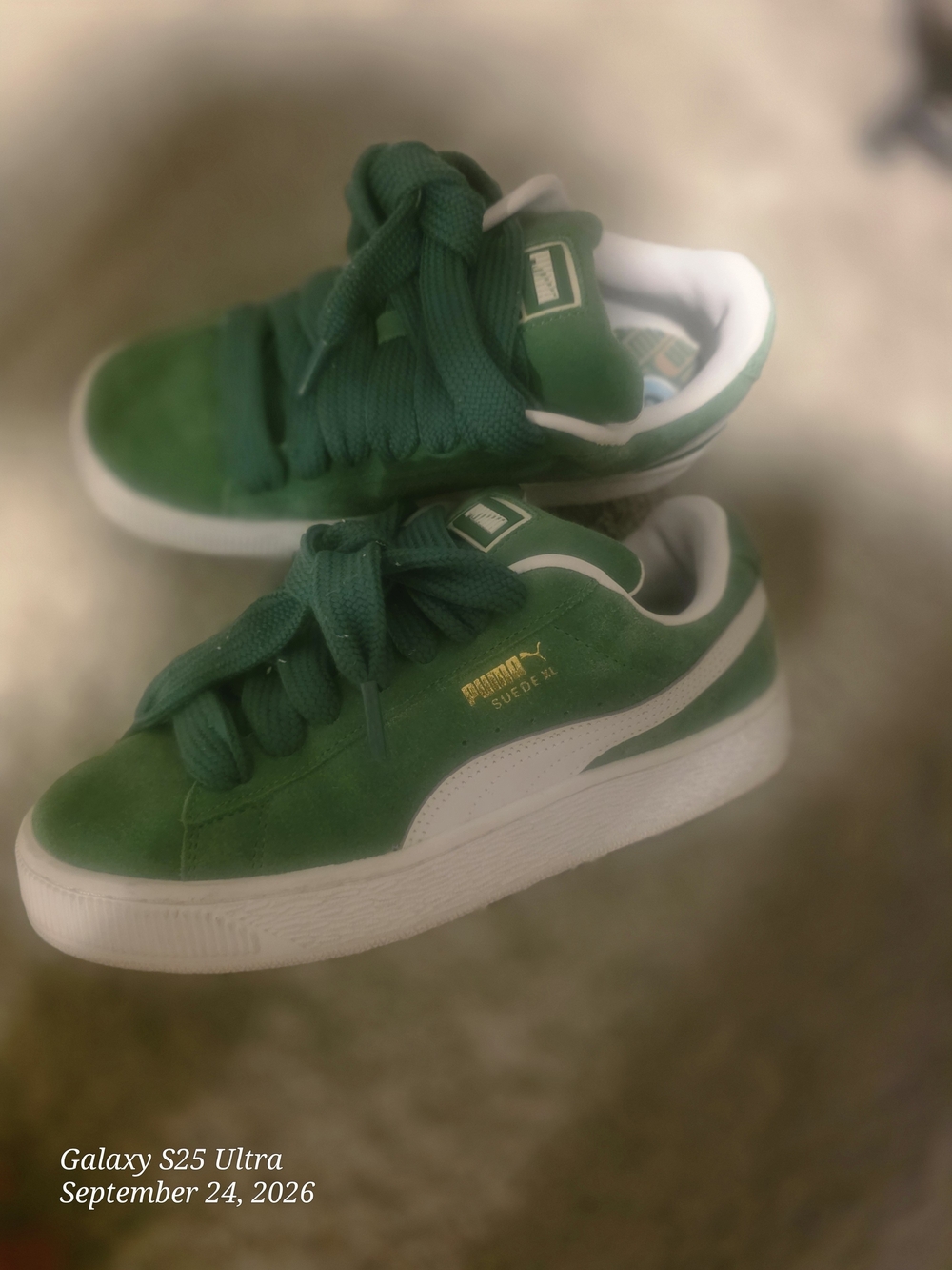 adidas Kids Green and White Suede Sneakers